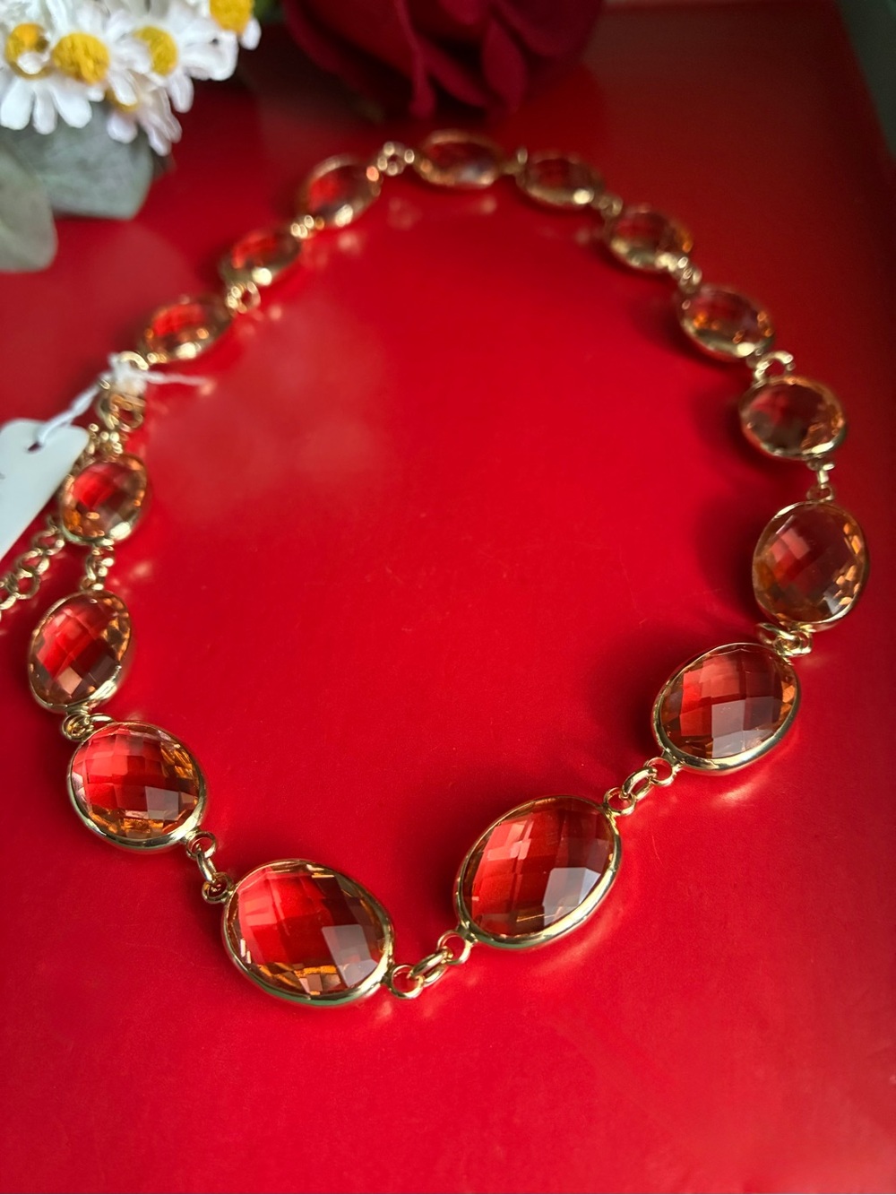 Necklace with Faceted Glass Ovals